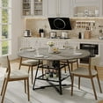 thumbnail image 4 of Space-Saving Round Dining Table with Storage Shelf – 47 Inch High Top Modern Wood & Metal Table for 4-6, Sturdy Circle Kitchen or Dining Room Table, Gray, 4 of 7