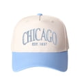 thumbnail image 5 of CHICAGO Letter Embroidered Color Block Trucker Hat Unisex Adjustable Cotton Breathable Fashion Cap for Travel Daily Wear, 5 of 10
