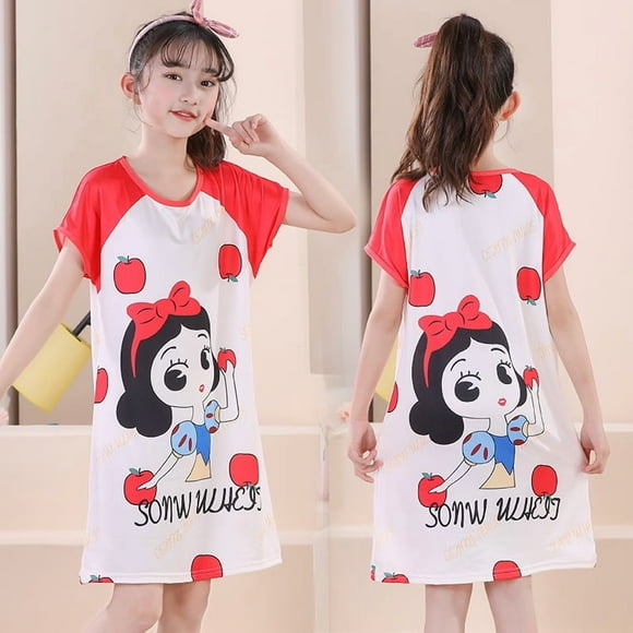 Petites robes d'été pour filles, chemises de nuit, vêtements de maison qui peuvent être portés à l'extérieur, tenue mignonne en matière douce pour enfants