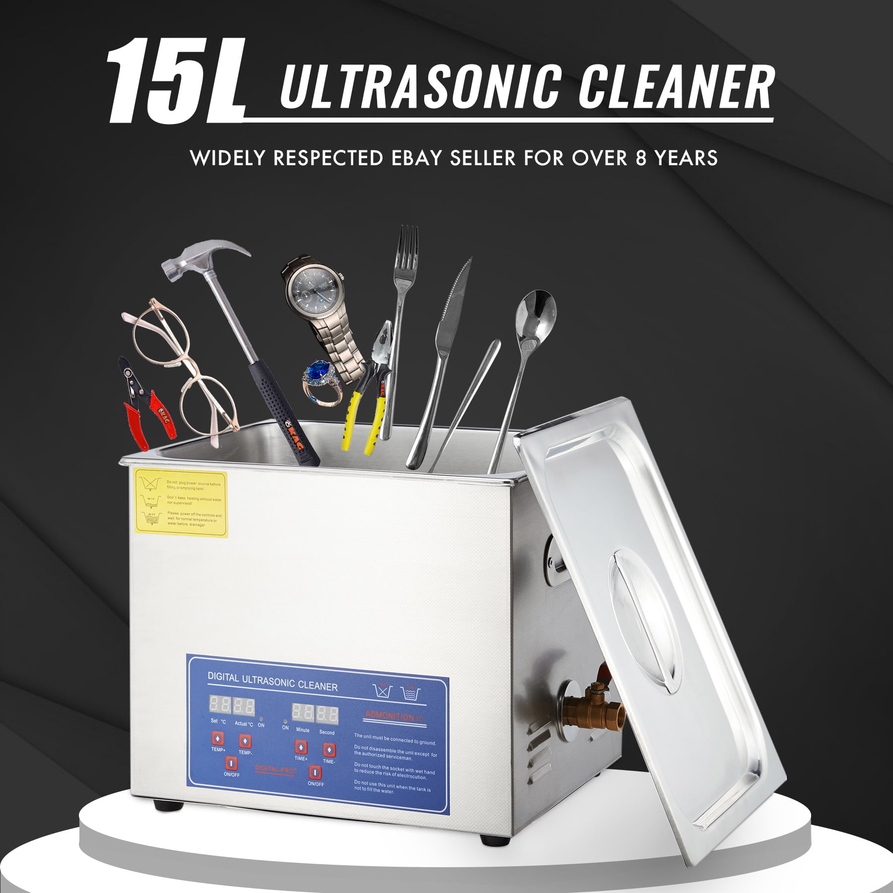 Creworks Motion Stainless Steel Ultrasonic Jewelry Cleaner with Heater