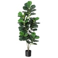 thumbnail image 1 of 5ft fiddle leaf fig artificial floor plant con negra planter pot - suitable para indoor y outdoor oficina en casa decor, 1 of 7