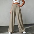 thumbnail image 5 of Oiangi Plus Size Dress Pants for Women Button Zipper Waistband Pleated Pants Casual Lightweight Business Work Pant Coffee 4XL, 5 of 6