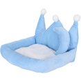 thumbnail image 2 of Sofá pequeño con forma de corona para mascotas, cojín para dormir, minialmohada, cama de algodón de felpa para hámster, azul, L, 2 of 8