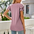 thumbnail image 5 of qolati Womens Summer Tops Dressy Trendy V Neck Ruffle Sleeve Eyelet Shirts 2024 Loose Fit Casual Cute Basic Tee Blouses, 5 of 6
