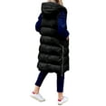thumbnail image 4 of Aunavey Women's Hooded Long Down Vest Full-Zip Sleeveless Puffer Quilted Vest Winter Coats Jacket, 4 of 4