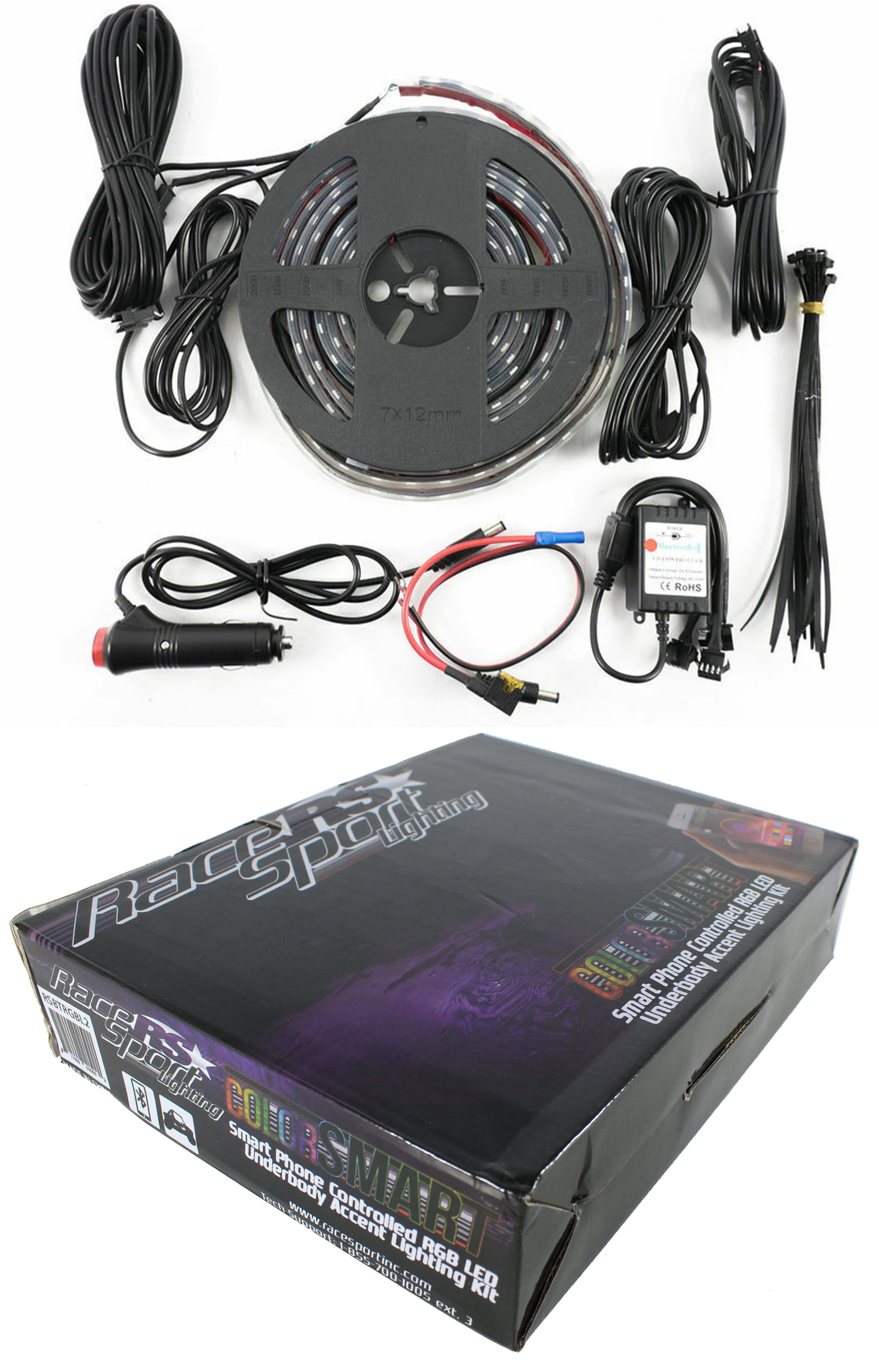 4PCS RGB LED Car Tube Strip Underglow Bike Neon Light Kit Phone Control