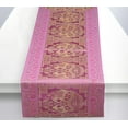 thumbnail image 2 of Stylo Culture Bohemian Long Wedding Table Runner Baby Pink Gold Elephant & Floral Brocade Jacquard Rectangle Home Decor Indian Dining Room Tablecloth | 60x16 Inches ( 152 x 40 cm), 2 of 5