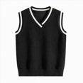 thumbnail image 5 of CAUYDY Boys Sweater Vest V Neck Sweater Vest Cable Knit Cotton Sweaters Toddler School Uniform for Girls(L101-Black,11-13 Y), 5 of 5