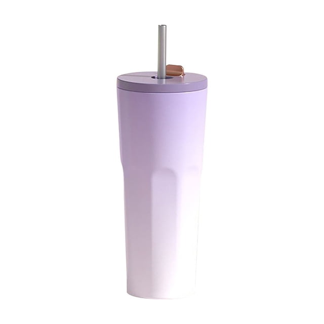 Precio reducido por tiempo limitado!Taza de café de 700ml con taza de café con pajita y tapa a prueba de fugas, termo de acero inoxidable de doble capa para bebidas frías y calientes