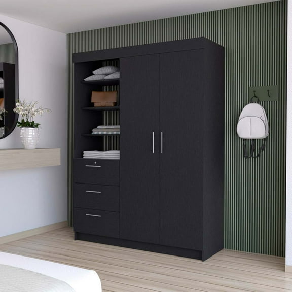 Miekor Furniture Levi 3-Drawer Armoire Black B5A7897