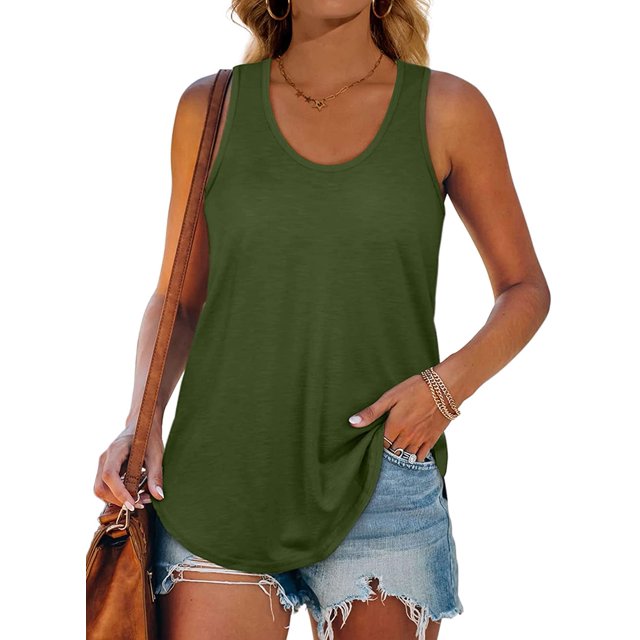 Womens Racerback Tank Tops Loose Fit Causal Summer U Neck