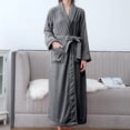 thumbnail image 7 of Prolriy Robes for Women, Women's Double Pocket Flannel Bathrobe Soft and Warm Double Faced Velvet Bathrobe Pajamas and Home Wear BathRobe Womens Robe Grey1 XL, 7 of 7