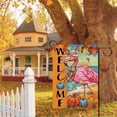 thumbnail image 5 of Welcome Fall Flamingo Decorative Garden Flag, Autumn Pumpkin Maple Leaves Beach Coastal Yard Outside Home Decorations, Thanksgiving Nautical Outdoor Small Decor Double Sided 12 x 18, 5 of 6