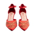 thumbnail image 2 of Lady Couture Kate Open Side Instep Strap Embroidered Pumps, Red, 7, 2 of 4