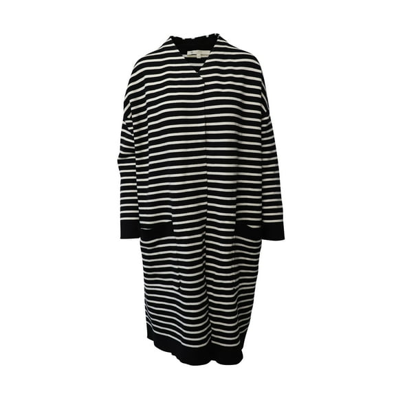 Pre-Owned Maje Knitted Long Coat in Black and White Acrylic