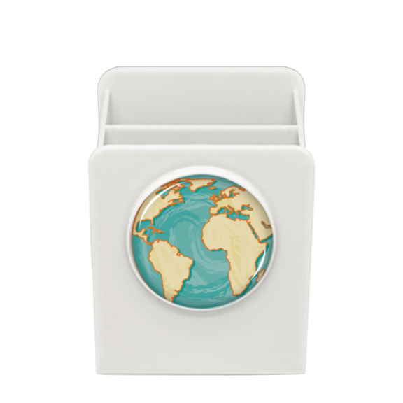 Earth Blue Ocean Yellow World Desk Pencil Holder Cup Pen Organizer