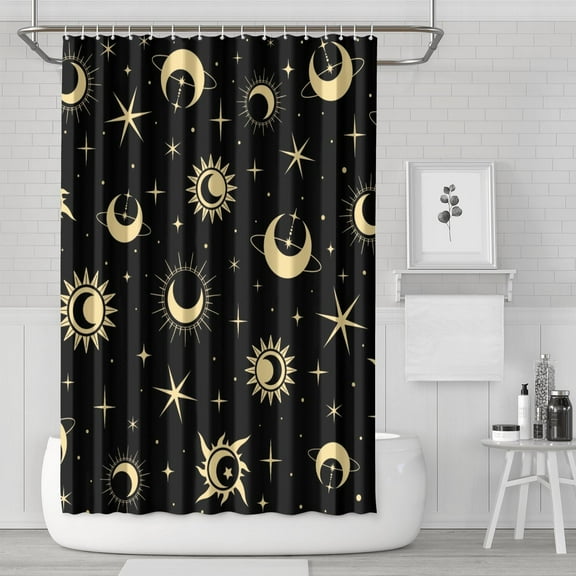 Premium Gothic Shower Curtain 72x72 Inches - Mystical Lunar Constellation Design, Waterproof & Quick-Dry