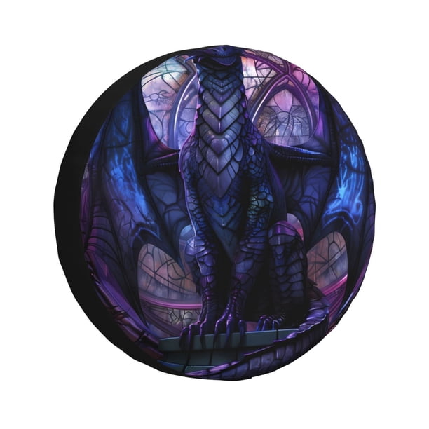 Fotbe Fantasy Dragon In Cathedral Funda de Llanta de Repuesto con Estampado, Engrosada, Ajuste Universal para Jeep, Remolque, RV, SUV, Camión-14 inch