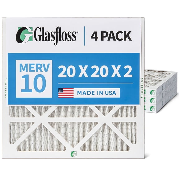 Glasfloss ZL 20x20x2 MERV 10 Pleated AC Furnace Air Filters. Box of 4. Exact Size: 19-1/2 x 19-1/2 x 1-3/4