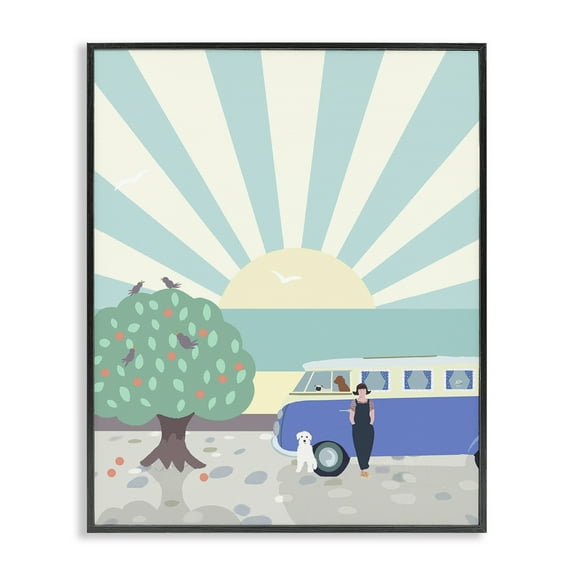 Stupell Industries Road Trip Stop Nautical & Beach Painting Black Framed Art Print Wall Art, 11 x 14