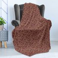 thumbnail image 4 of Banana Soft Flannel Fleece Throw Blanket, Outline Drawings of Fruits Striped Long Shapes Vintage Illustration, Cozy Plush for Indoor and Outdoor Use, 50" x 60", Pale Maroon and Mustard, by Ambesonne, 4 of 5