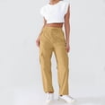 thumbnail image 4 of Women High Waist Cargo Pants Straight Leg Baggy Drawstring Trousers Workout Hiking Cargo Pants with Zipper Pockets, 4 of 5