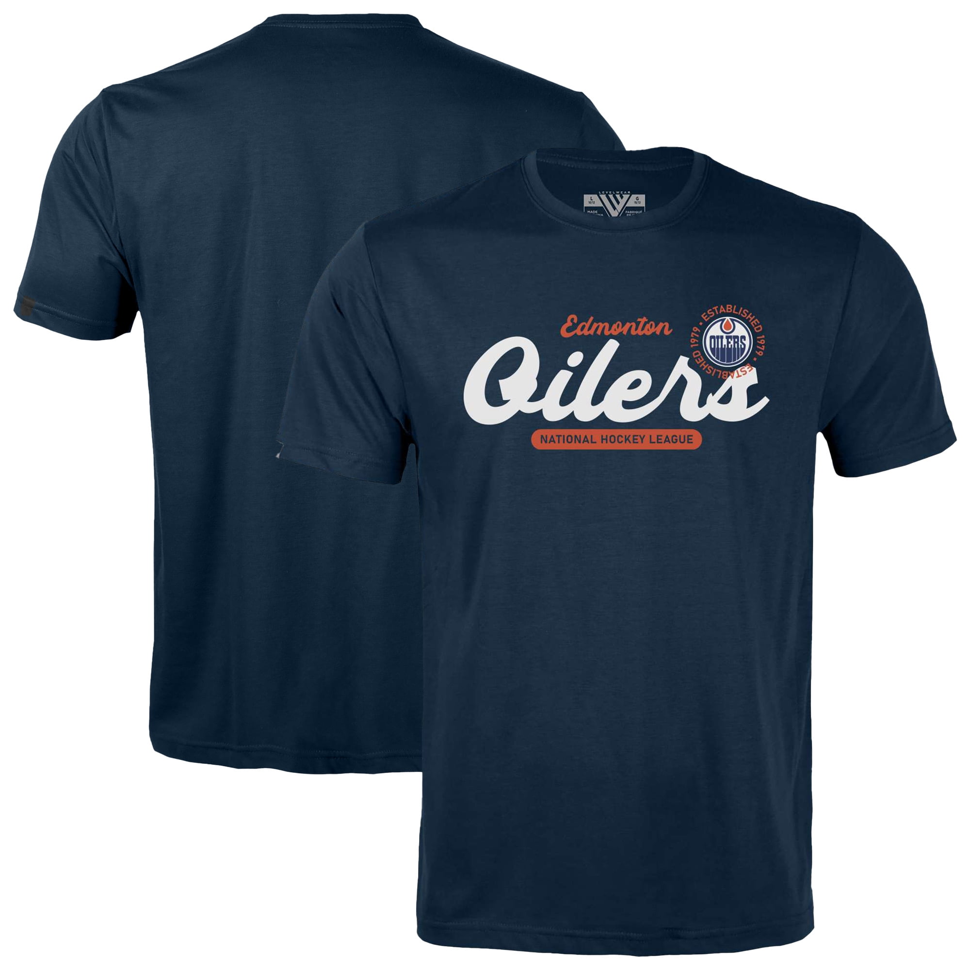 Youth Levelwear Navy Edmonton Oilers Little Richmond Monument T-Shirt