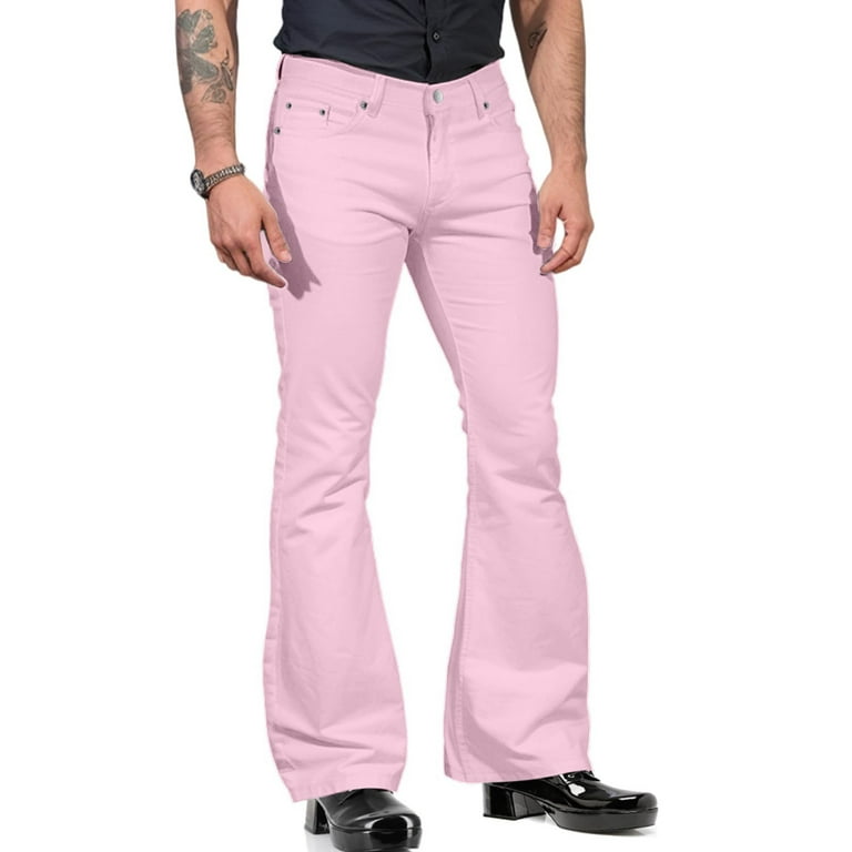 MSJUHEG Flare Leggings Cargo Pants Mens Solid Color Pocket