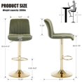 Modern Swivel Bar Stools Set of 2, Counter Height Barstools with Golden
