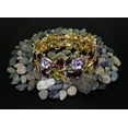 thumbnail image 2 of Falari Vintage Flower Bracelet Bangle Crystal Beads Hand-Painted Gold Plated- Purple, 2 of 4
