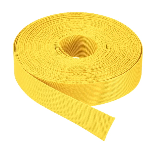 Uxcell Flat Nylon Webbing Strap 1 inch 15 Yards Yellow for Backpack, Luggage-rack
