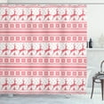 thumbnail image 1 of Ambesonne Nordic Shower Curtain, Winter Time Reindeers, 69"Wx70"L, Coral White, 1 of 3