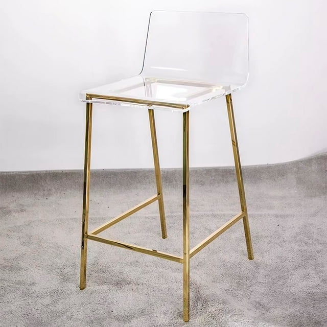 Heavenly Collection Clear Acrylic Counter Stool with Golden Base – Perfect for Kitchen Island or Dining Area