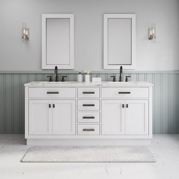 Water Creation Hartford 72" Double Sink Bath Vanity w/ Gooseneck Faucet in White