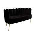 thumbnail image 6 of Castle Place Modern Luxury Upholstered Velvet Love Seat with Bench and Coffee Table, Black, 6 of 9