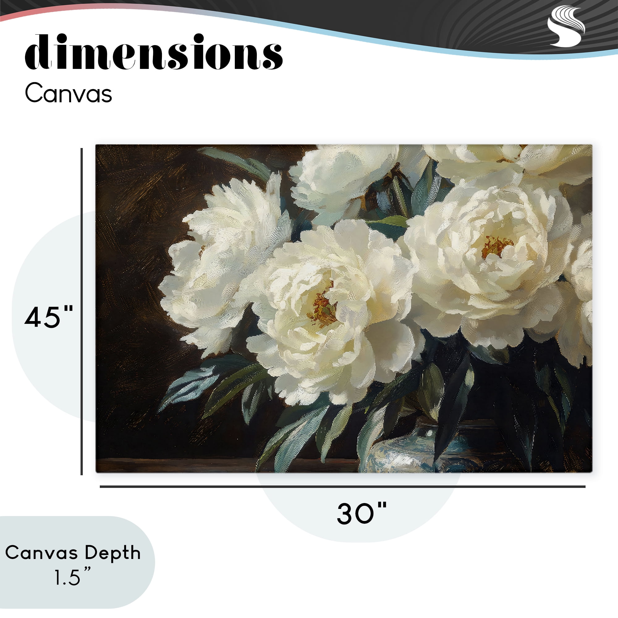Stupell Industries Large Moody White Floral Canvas Wall Art, design by Petal Prints Design