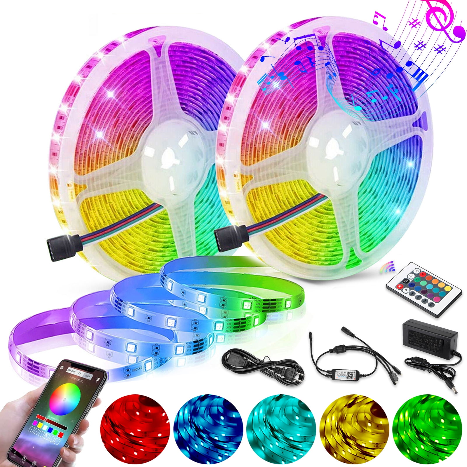 32.8ft LED Strip Lights, TSV Music Sync Christmas Tape Lights, 5050 RGB