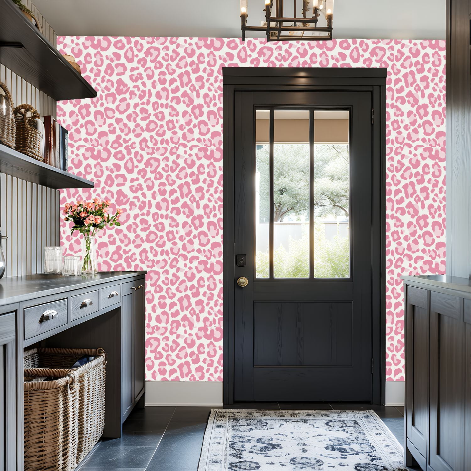 Peel and Stick Wallpaper Pink Leopard Print Soft Pastel Shades Wall Mural 17.7in x 9.8ft Self Adhesive Removable Wall Paper Renter Friendly Wallpaper for Nursery Bedroom Cabinets
