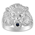 thumbnail image 1 of RYLOS Rings Sterling Silver Lion Head Ring Amazing Conversation Starter Diamonds Eyes & Sapphire Mouth Rings Size 12, 1 of 7