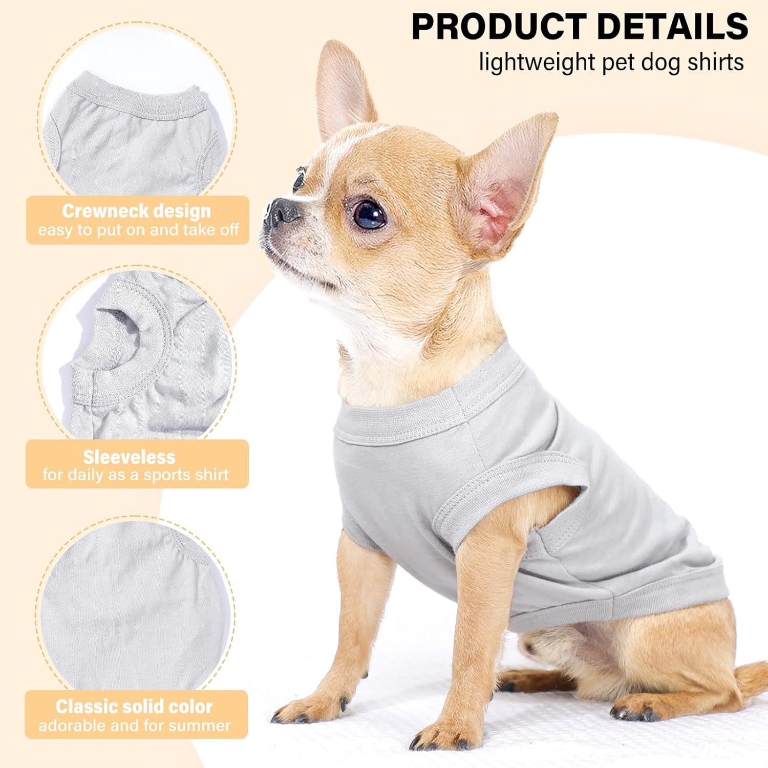 2-Pack Dog Shirts Summer Dog Clothes for Small Medium Dogs Boy, Teacup, Chihuahua, Yorkie, Pug and Cats, Solid Color Pet Tshirts Puppy Clothes, XXS, Black+ Grey