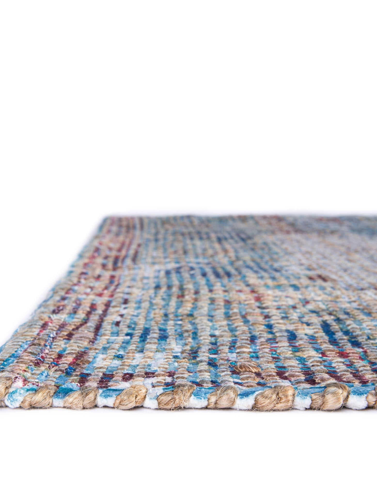 Unique Loom Chenille Jute Collection Area Rug - Laxmi (7' 10" Square Teal blue/Green)