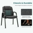 thumbnail image 4 of JONPONY Black PU Leather Guest Chair with Padded Arms, Lumbar Support, No Wheels, Executive Office Desk Chair for Reception, Conference & Waiting Rooms, Single, 4 of 9