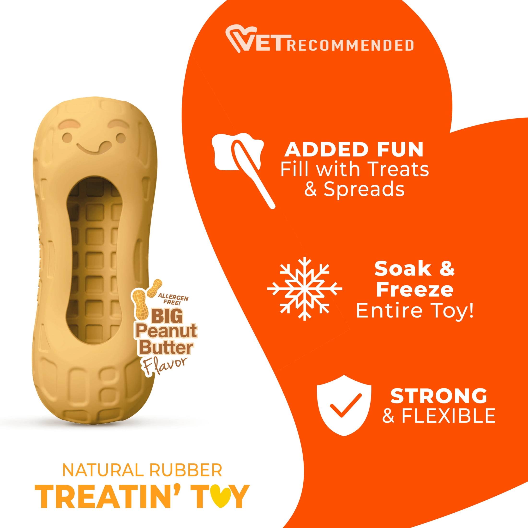 (3 pack) Nylabone Strong Chew Fillable Peanut Dog Treat Toy, Dog Toy, Peanut Butter Flavor, Medium