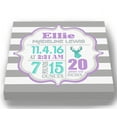 thumbnail image 2 of Personalized Canvas Birth Announcement Nursery Decor Gift, Safari Deer Design, Custom Name, Date, Weight & Length, Unique Boys & Girls Baby Shower Wall Art Presents, Color Gray # 10, Size - 16x16, 2 of 5