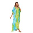 thumbnail image 3 of Beautybatik Olive Women Hippie Tie Dye Caftan Kaftan Loungewear Maxi Plus Size Long Dress 1X, 3 of 5