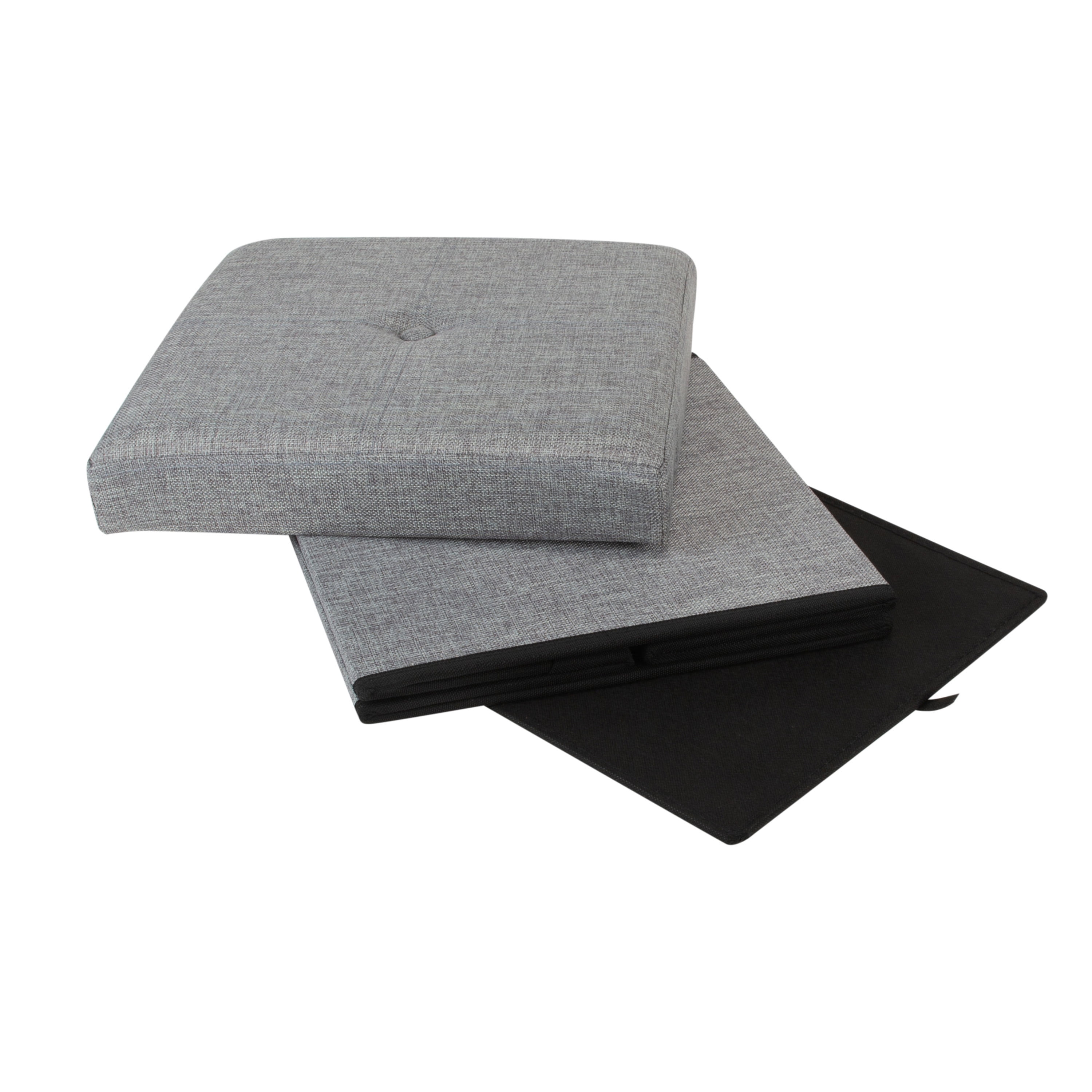 Simplify Faux Linen Folding Storage Ottoman Cube, Gray