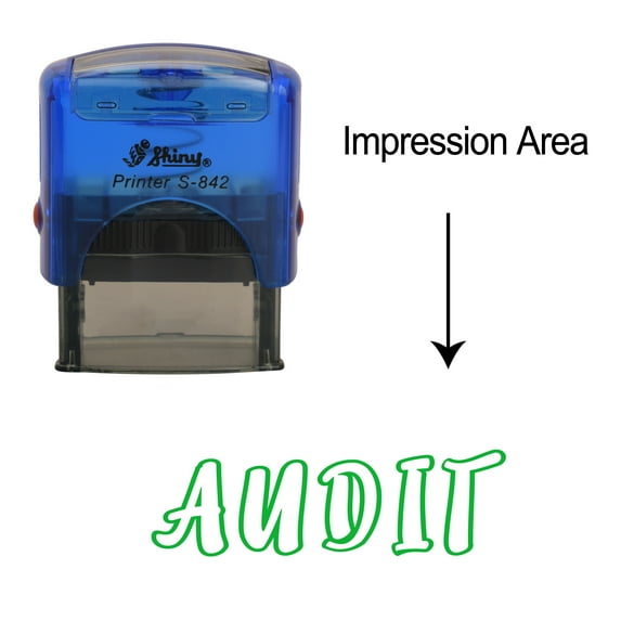 eloria Audit Self Inking Rubber Stamp Business Custom Stamp Office Stationary, Color: Green Ink