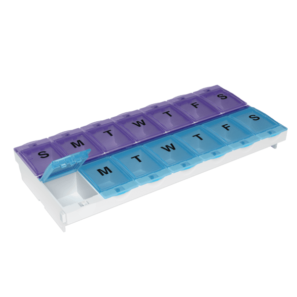 Ezy Dose Weekly 14-Day Locking Pill Organizer (2XL), Assorted Colors
