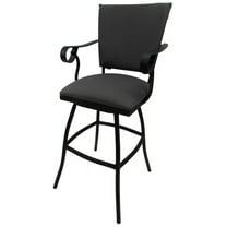 Swivel  30" Outdoor Bar Stool Jenna Arms-Dark Gray Fabric-Black Metal