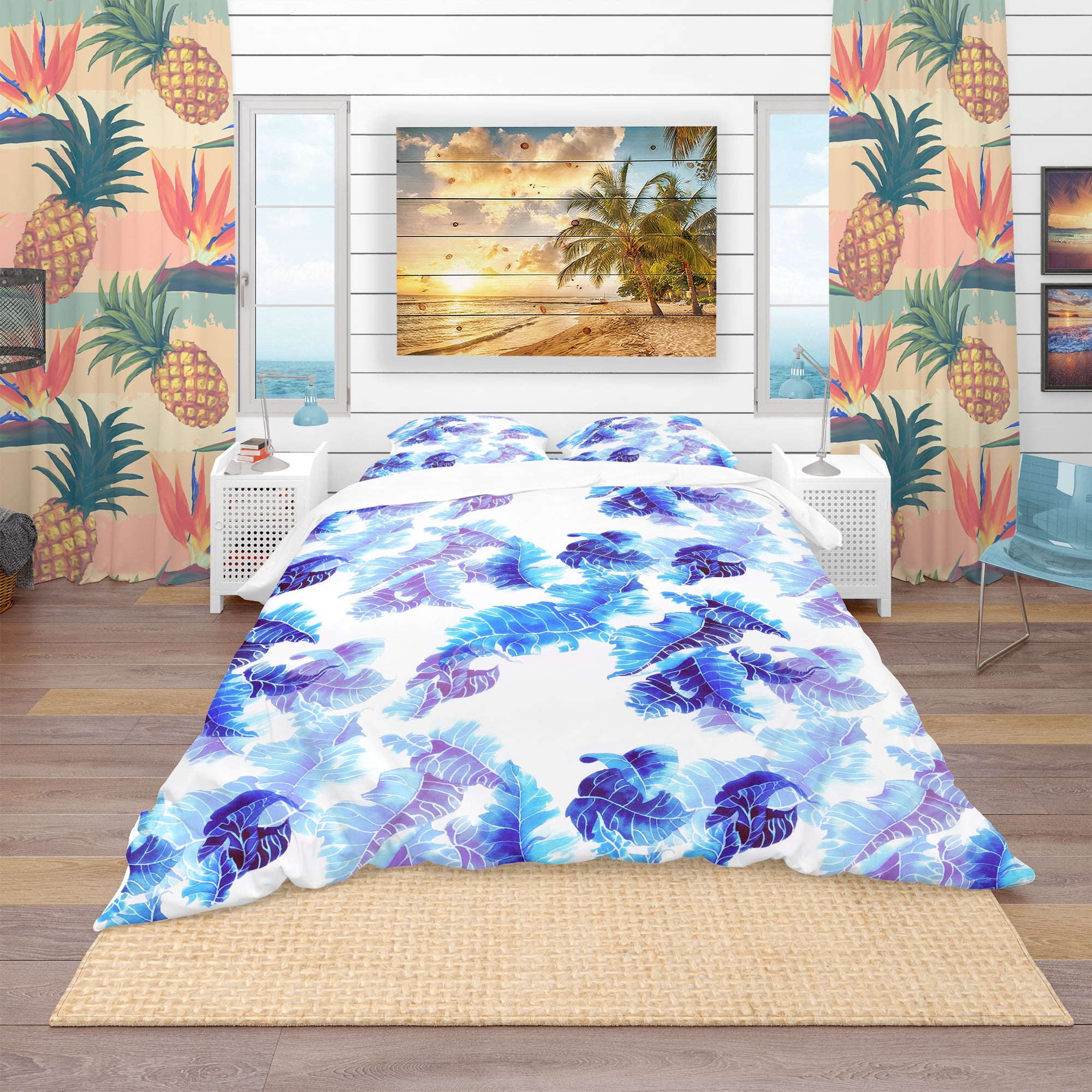 Designart 'Abstract Leaves Pattern' Tropical Duvet Cover Set